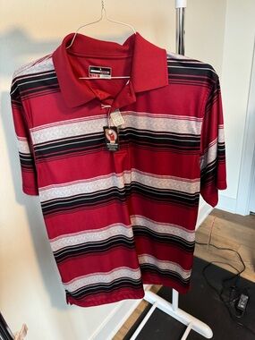 Grand Slam Performance Polo Shirt Men's Large Red Short Sleeve New With Tags